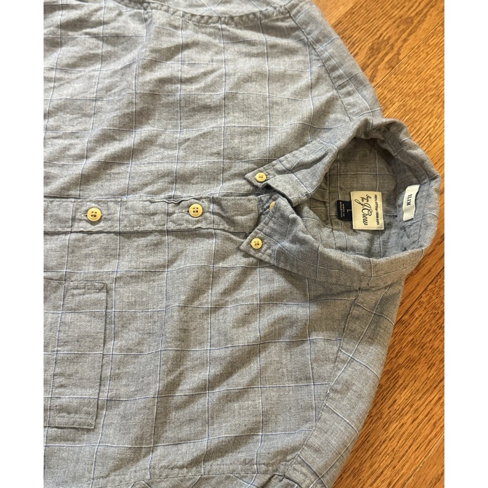 J Crew Shirt Mens Large Slim Casual Pocket Button Up Gray Plaid Long Sleeve